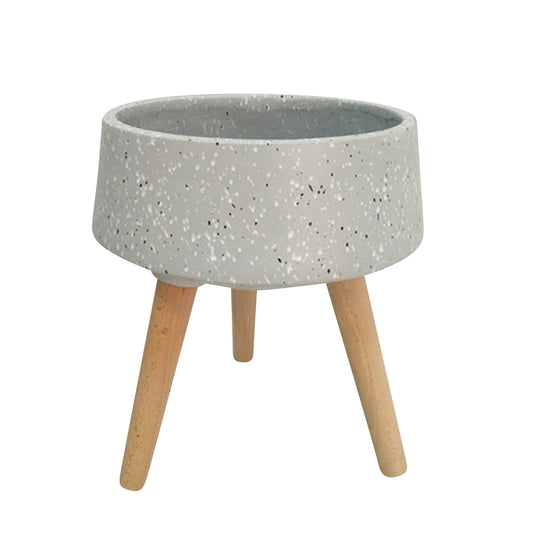 Benzara Round 18.0-in W Medium Gray Mixed/Composite Indoor/Outdoor Planter