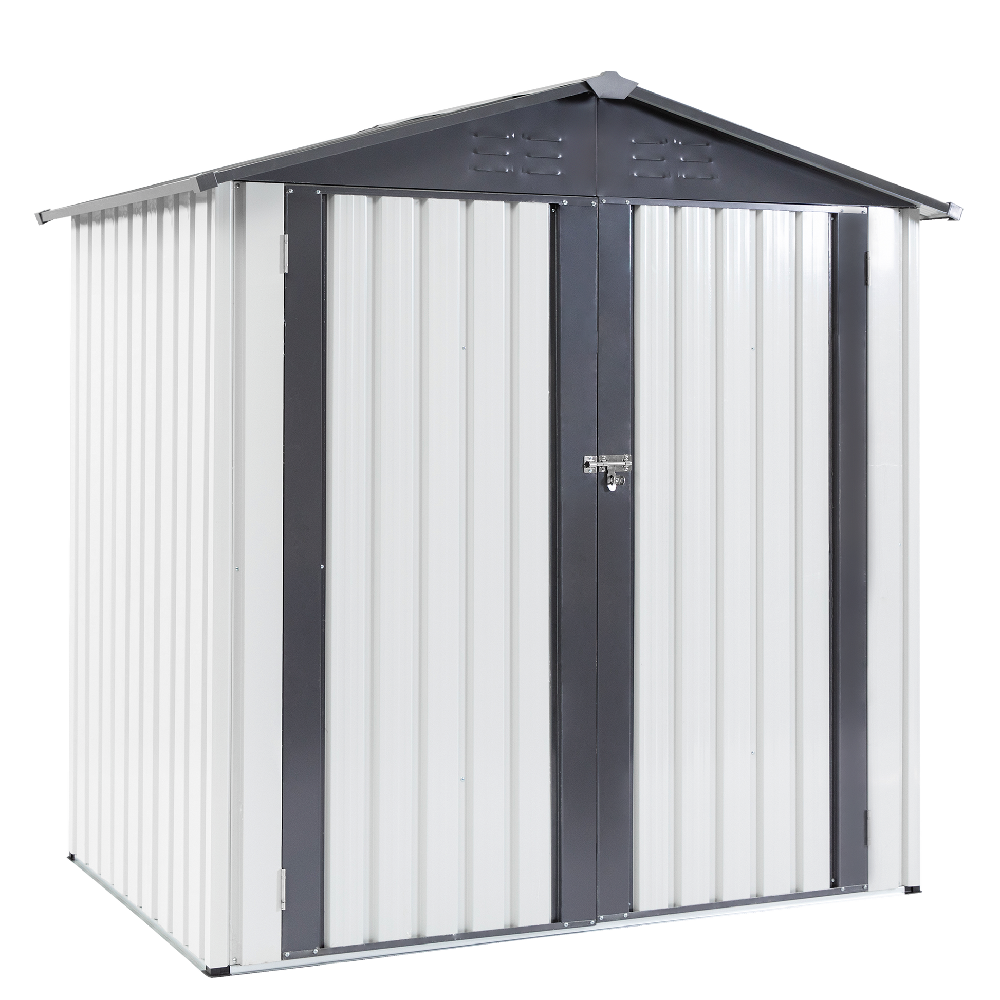 WELLFOR 4-ft x 6-ft Garden Metal Storage Shed Vinyl-coated steel Storage Shed