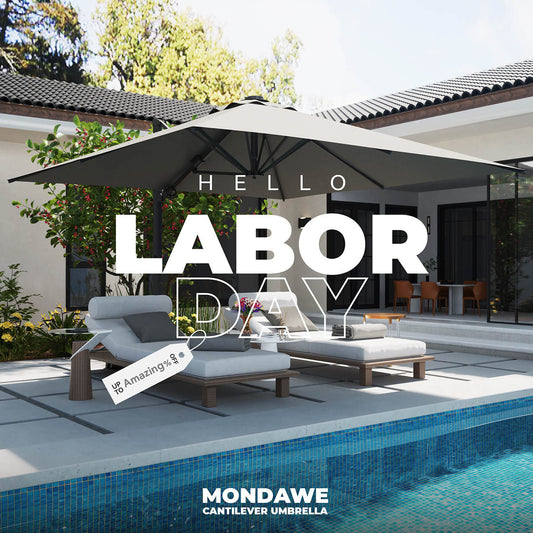 Mondawe 10-ft Aluminum Gray Cantilever Patio Umbrella with Base