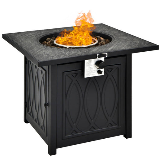 Mondawe 32-in W Black Stainless steel Square Liquid propane Fire pit table