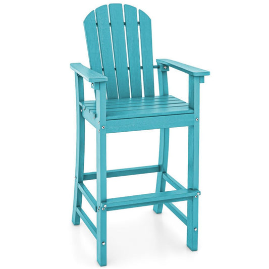 LIVIZA Turquoise HDPE Frame Stationary Counter-height Chair with Solid Seat