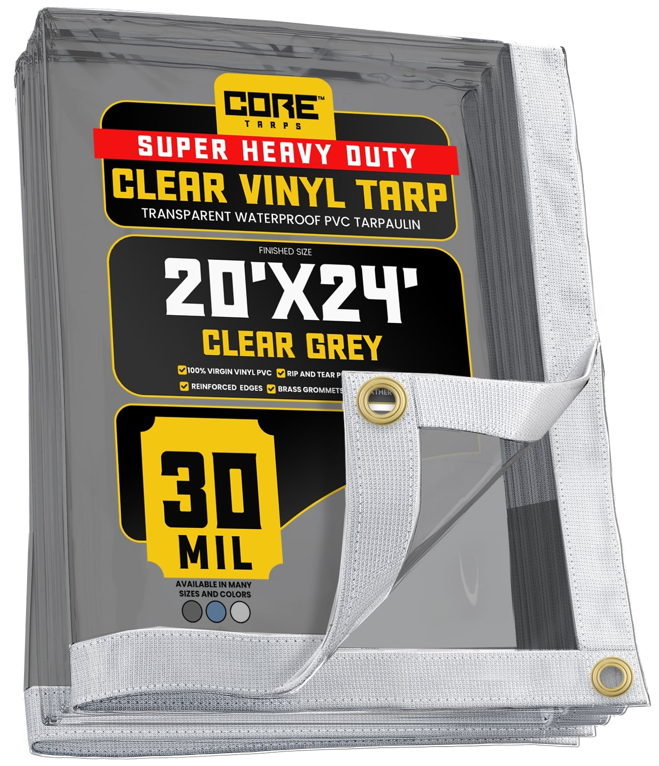 Core Tarps 20-ft x 24-ft Gray Commercial Vinyl 30-mil Tarp