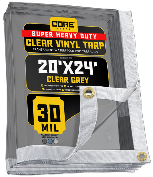 Core Tarps 20-ft x 24-ft Gray Commercial Vinyl 30-mil Tarp