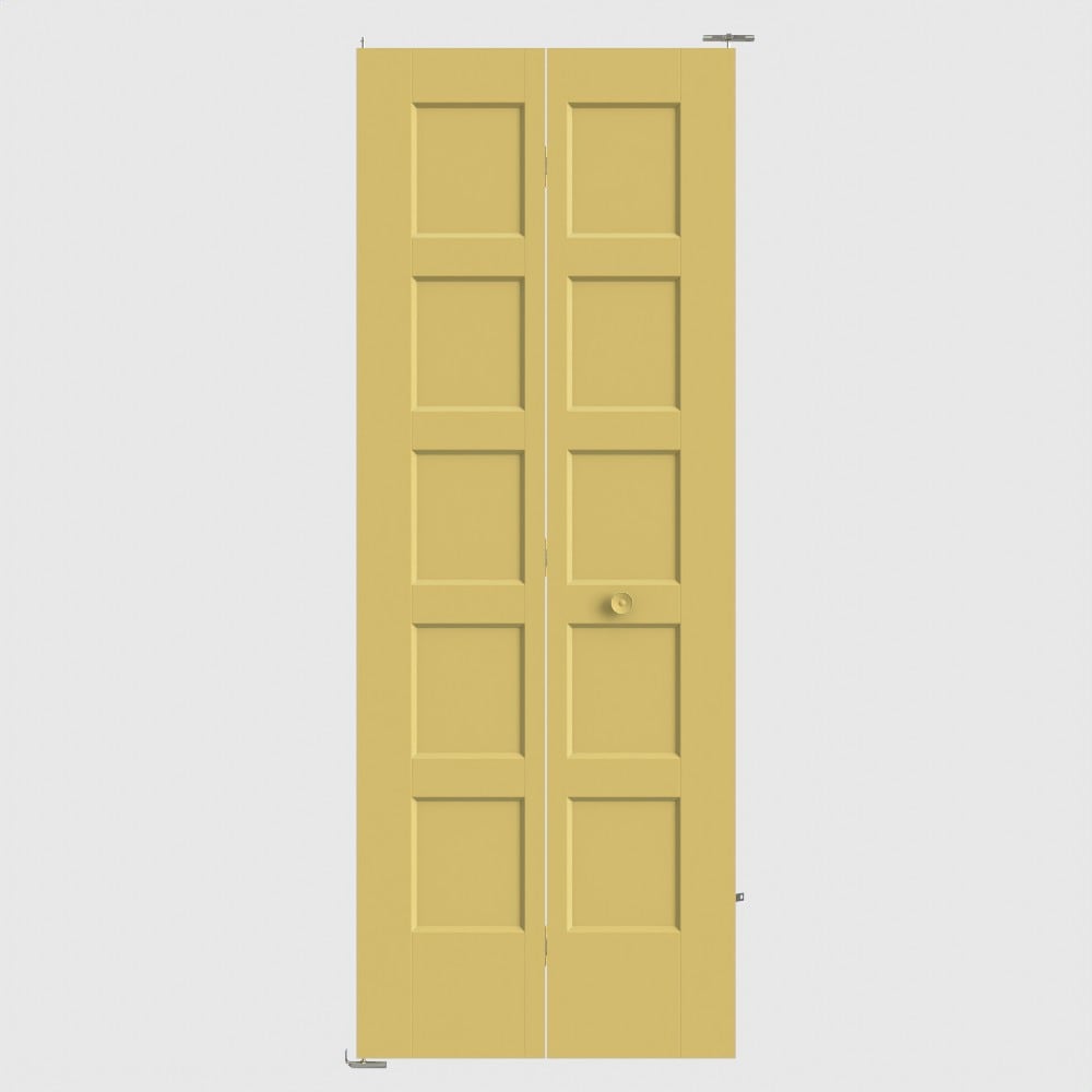 Masonite Bayshore 36-in x 80-in Marigold 5-panel square Smooth Hollow core Primed Molded composite Closet Bifold Door ( Hardware Included )
