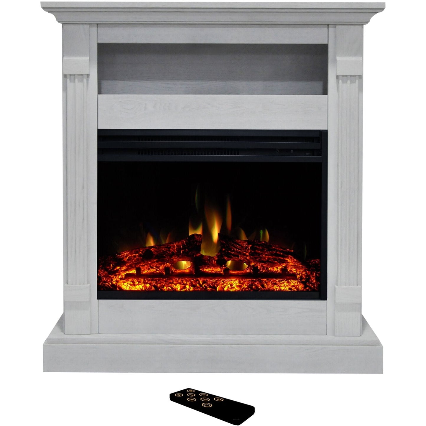 Cambridge 33.9-in W White Free standing Fan-forced Flat wall Electric Fireplace with Remote Control Included