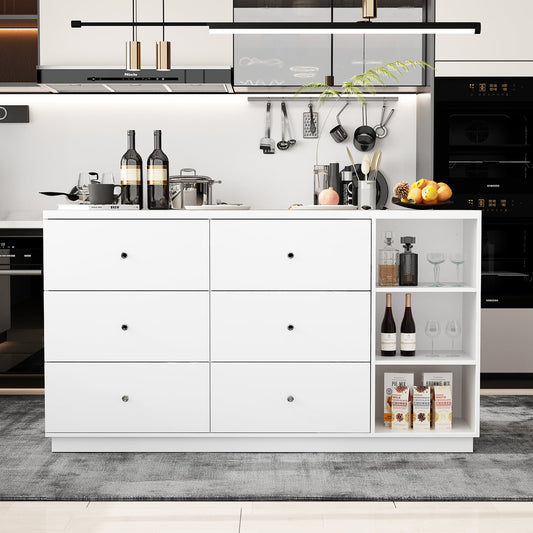 FUFU&GAGA White MDF Base with MDF Kitchen Island ( 23.6-in x 63-in x 35.4-in )