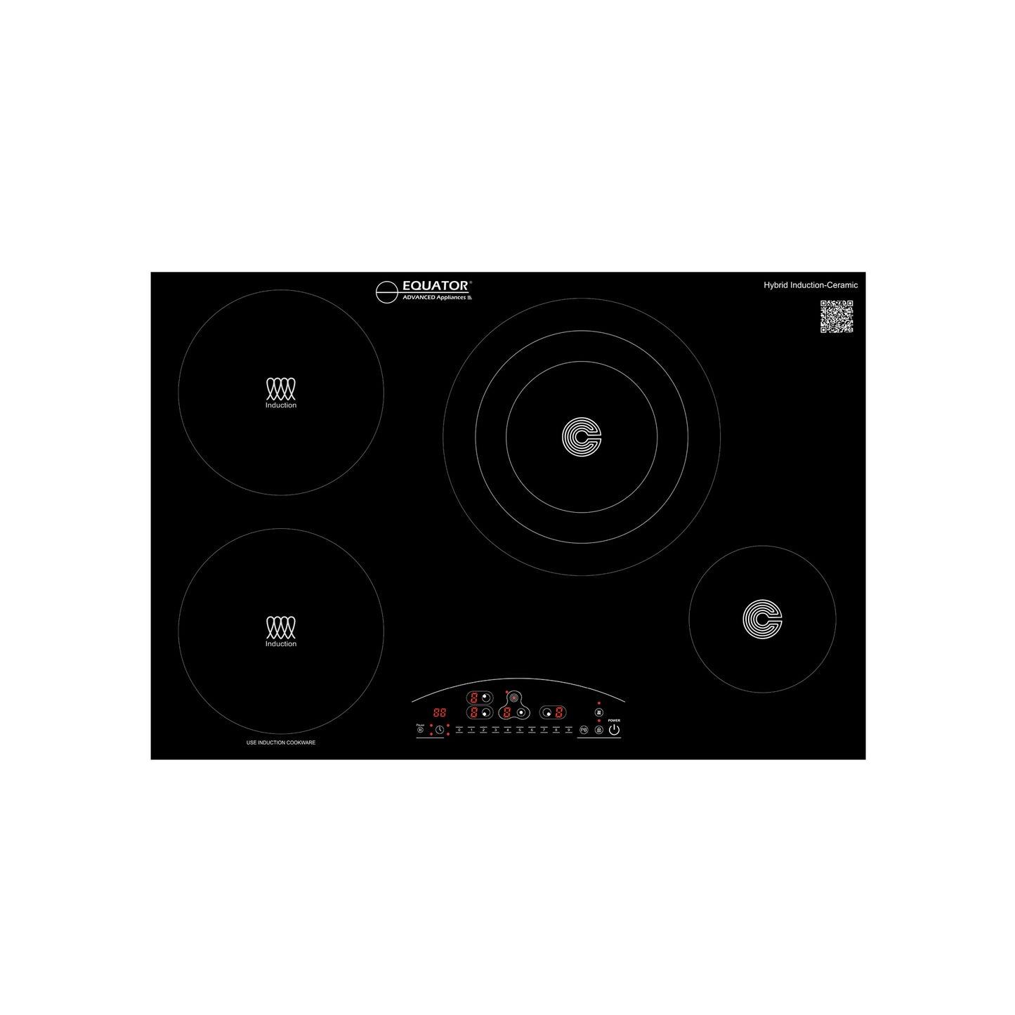 Equator Advanced Appliances Any Cookware Compatible CERAMIC-INDUCTION 30-in 4 burners Smooth surface Black Electric Cooktop
