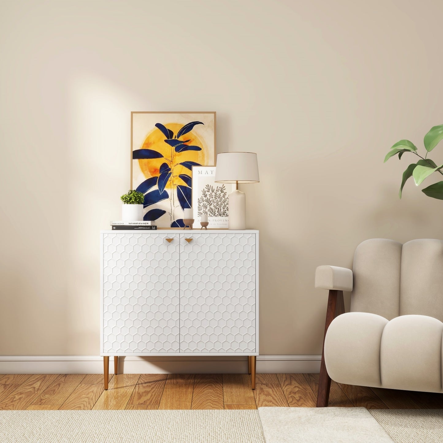 Mondawe 31.5-in W 2-Door White Accent Cabinet
