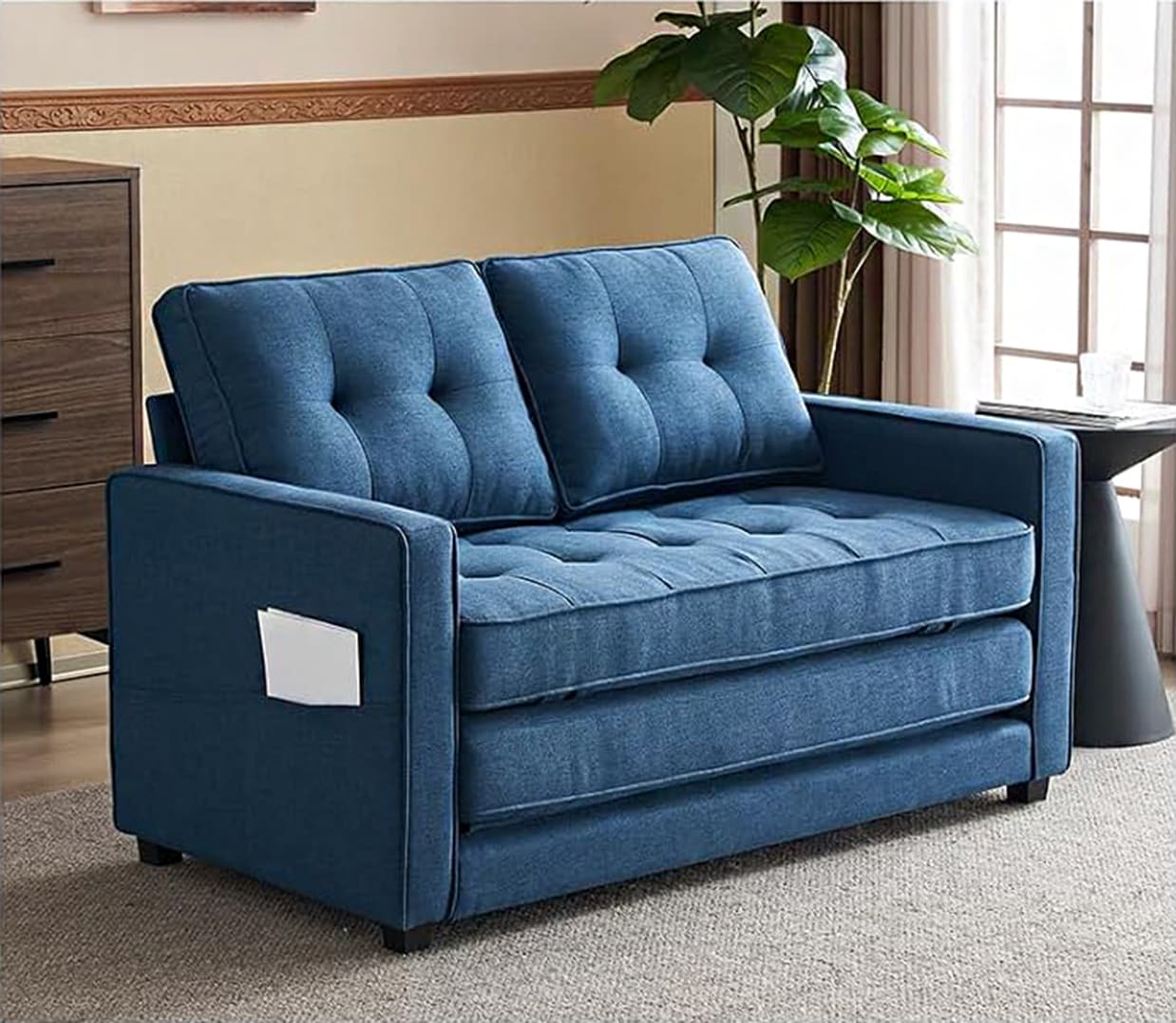Winado Blue Contemporary/Modern Chenille Twin Sofa bed