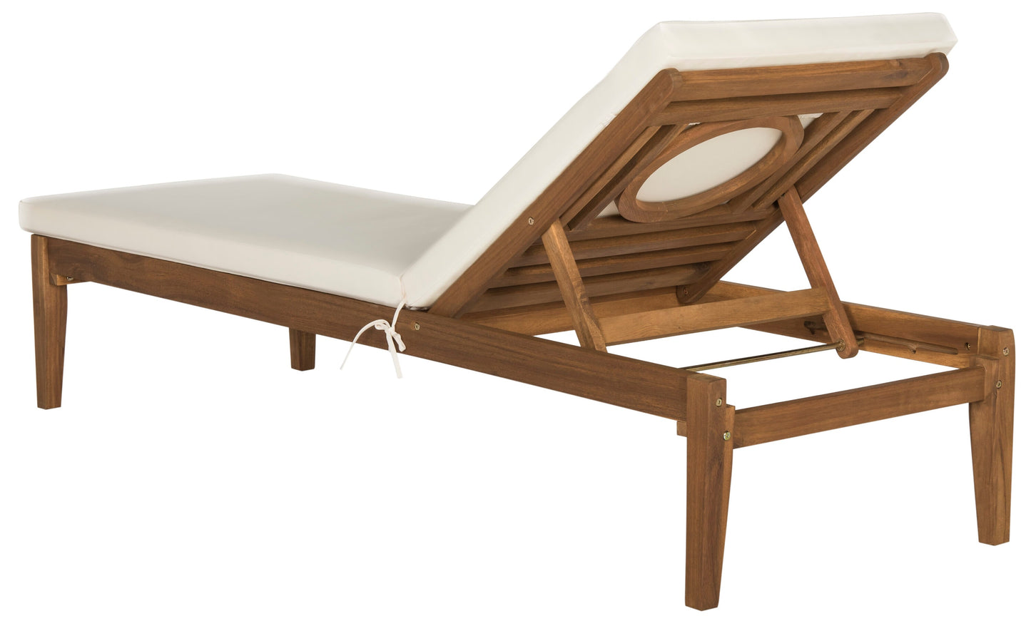 Safavieh Montclair Natural Wood Frame Stationary Chaise Lounge Chair with Off-white Cushioned Seat