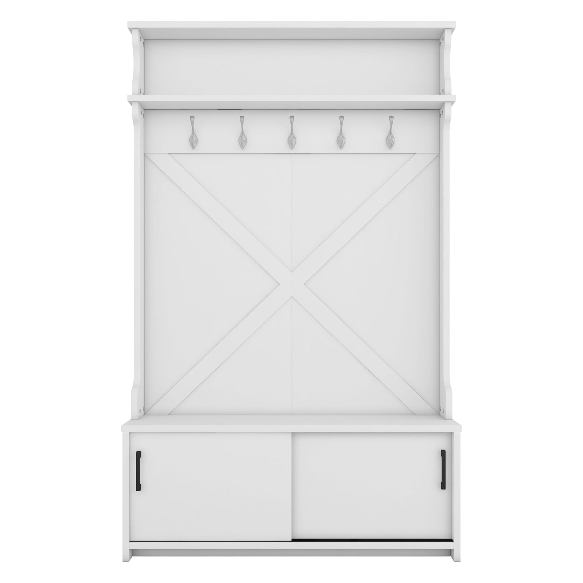 Flynama Modern 47.2-in White Wood Hall Tree