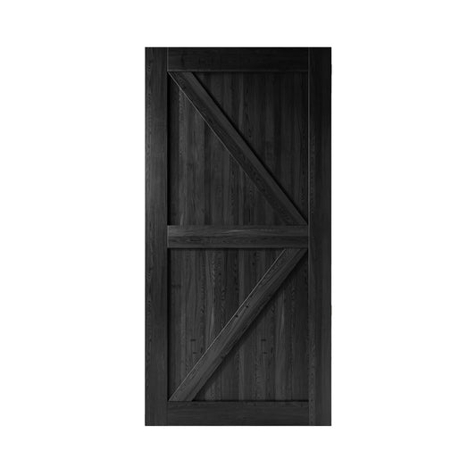 HOMACER 42-in x 84-in Black Prefinished K-frame Pine Wood Solid core Single Barn Door (Hardware Not Included)