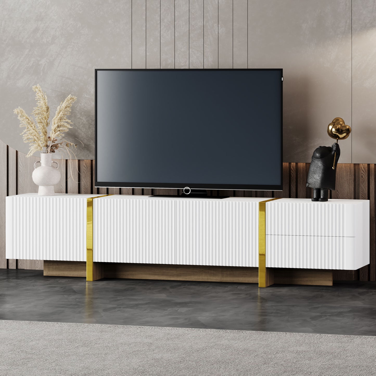 Bayfeve Luxury TV Stand Modern/Contemporary White TV stand ( Accommodates TVs up to 80-in )