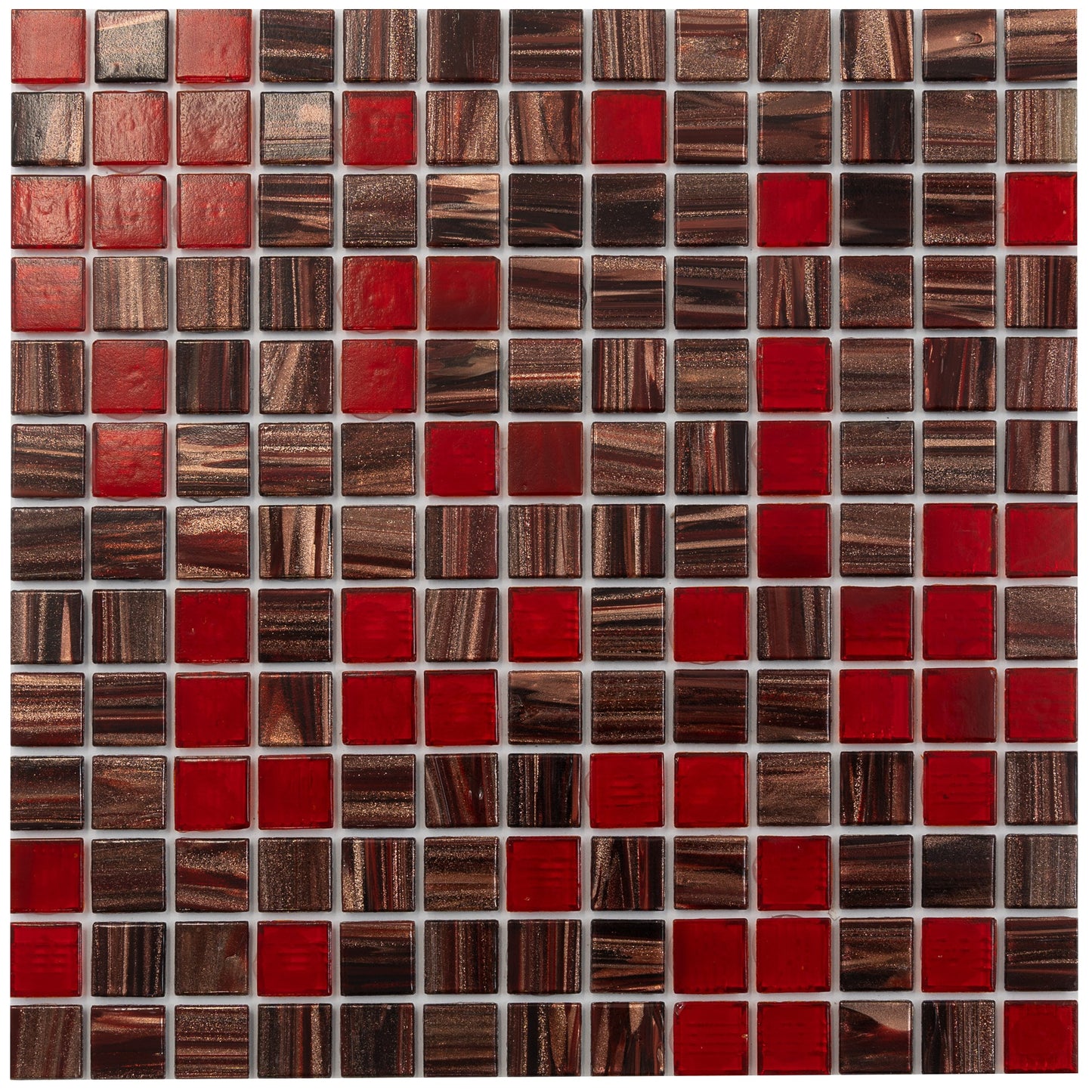 Apollo Tile Mingles Berry Red 12-in x 12-in Glossy Glass Mosaic Floor and Wall Tile (20-sq. ft/ Carton)