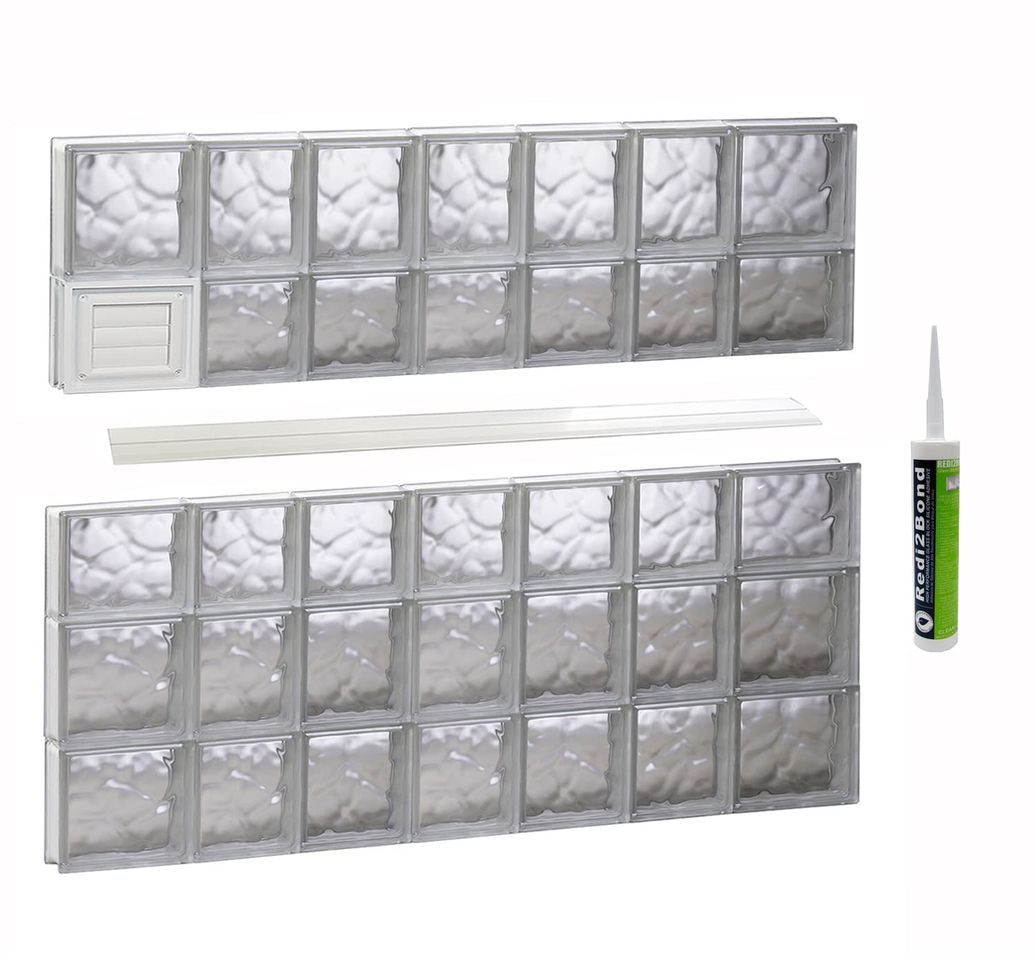 REDI2SET Wavy Glass 44-1/4-in x 34-3/4-in Frameless Replacement Dryer vent Glass Block Window