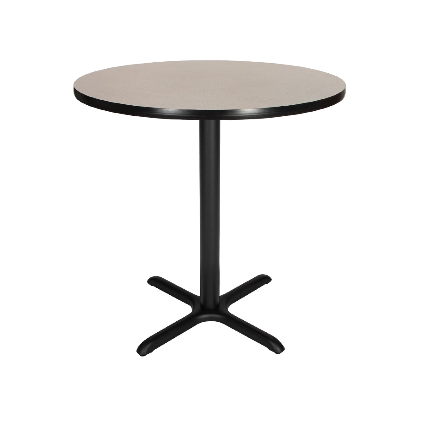 Hampden Furnishings Bennet Grey Nebula Round Contemporary/Modern Wood Counter Table, with Black Powder Coat Finish and Steel Pedestal Base 36-in L x 36-in H