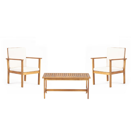 Moda Furnishings 3 -Piece Patio Conversation Set with Off-white Cushions