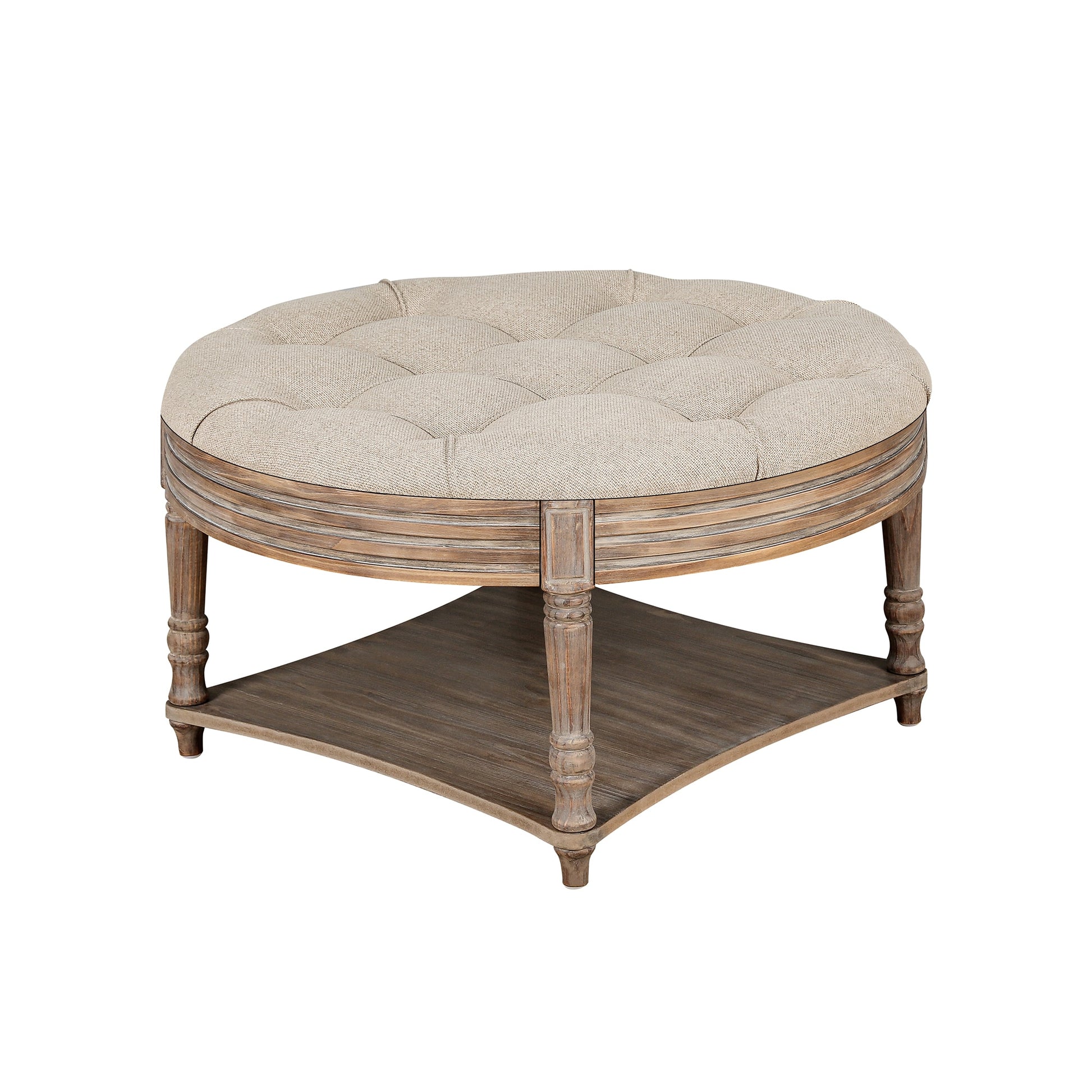 Bybafun Country Khaki Round Storage Ottoman