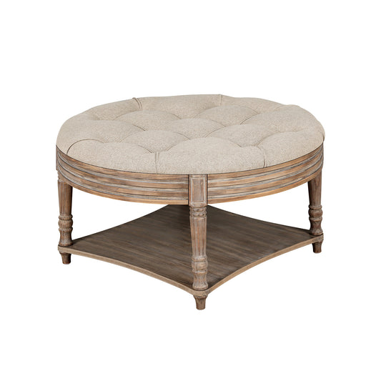 Bybafun Country Khaki Round Storage Ottoman