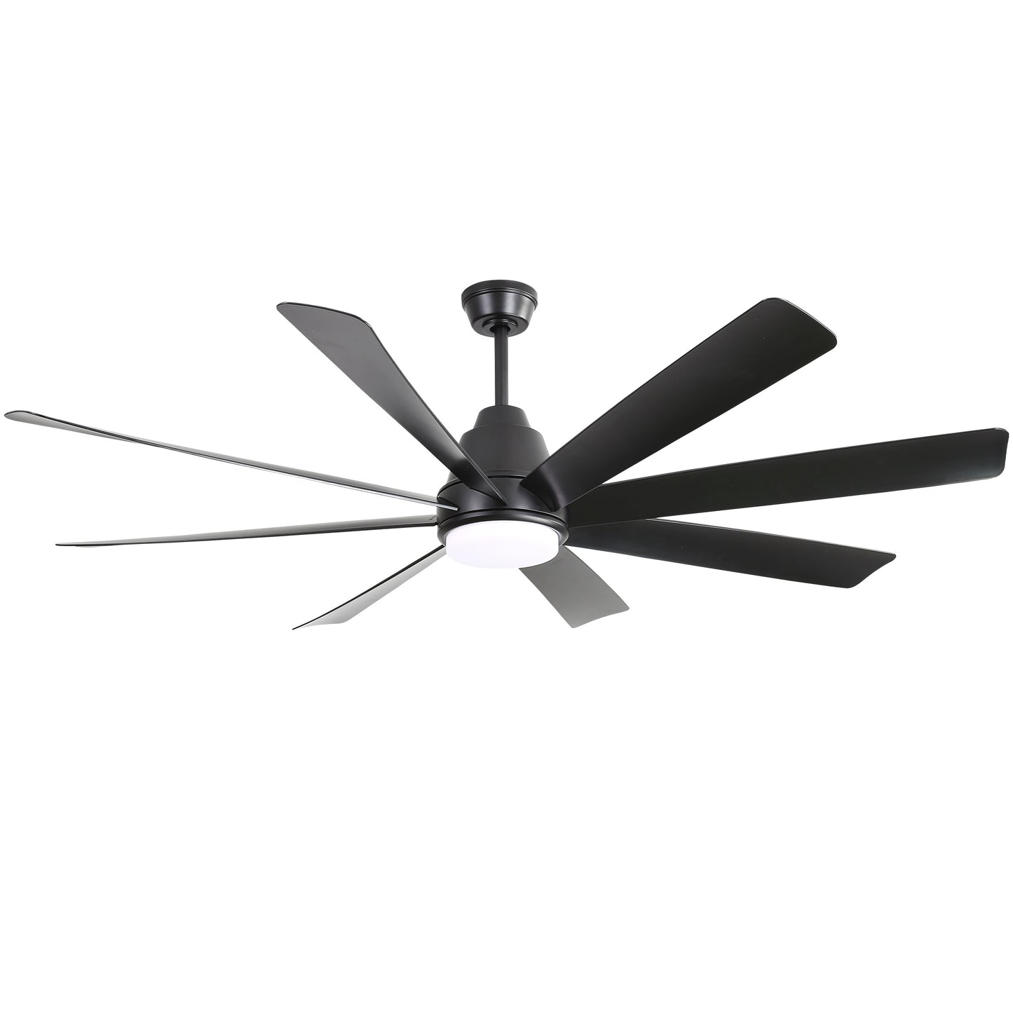 BABOOM 72-in Color-Changing Integrated LED Black with Black Blades Ceiling Fan With Light - Remote Included ( 8 -Blade )