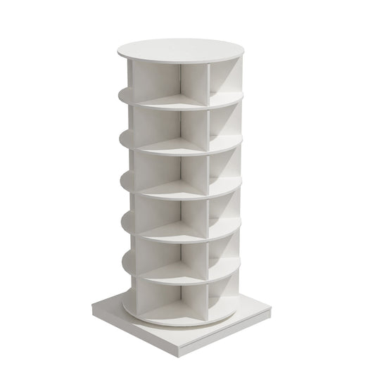 SINOFURN 56.1-in H 6 Tier 24 pair White MDF Shoe tree tower