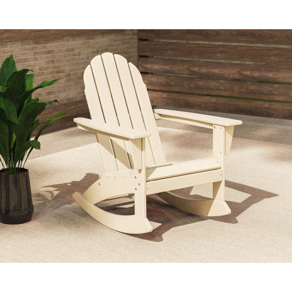 POLYWOOD Vineyard Sand HDPE Frame Rocking Chair with Slat Seat
