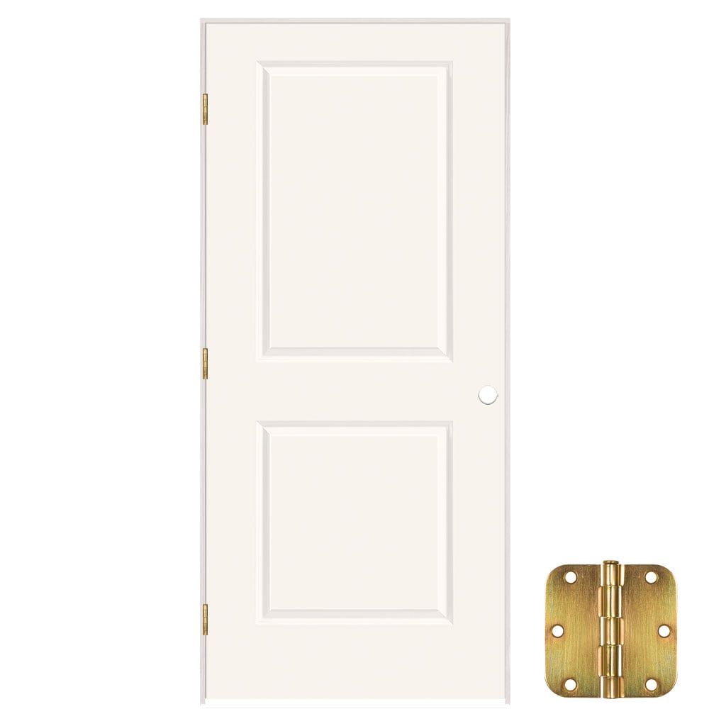 Masonite 36-in x 80-in White Solid core 2-panel square Right hand Smooth Prefinished Molded composite Flat Jamb Single Prehung Interior Door
