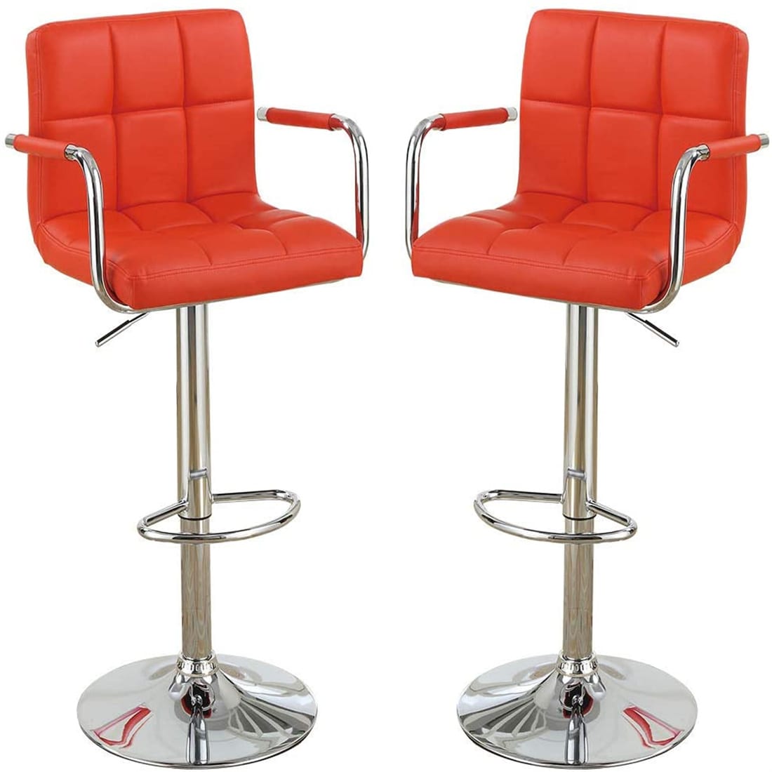 CESICIA Red 38.0-in H Adjustable Tall Swivel Metal Bar Stool