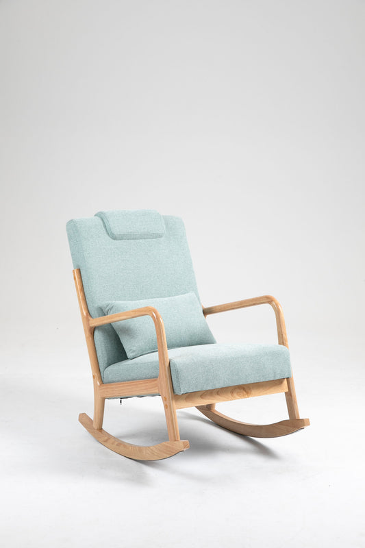 CESICIA Modern Light Green Linen Rocking Chair
