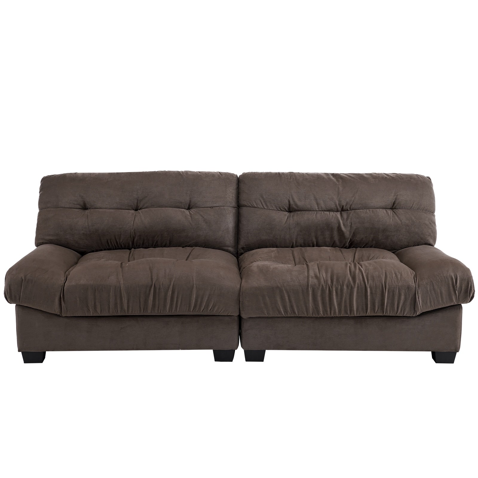 Outopee 80.3-in Modern Brown Velvet Loveseat