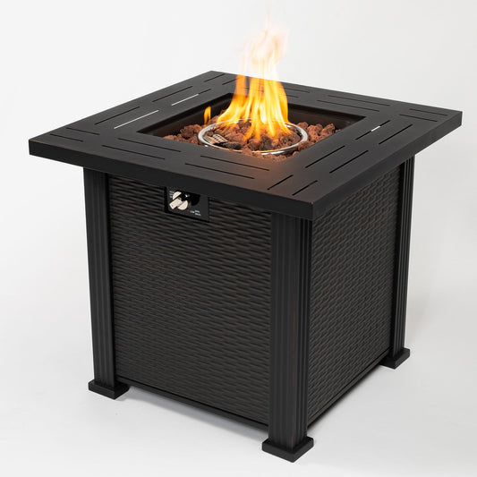 ToolCat 28-in W Brown Steel Square Tabletop Liquid propane Fire pit table