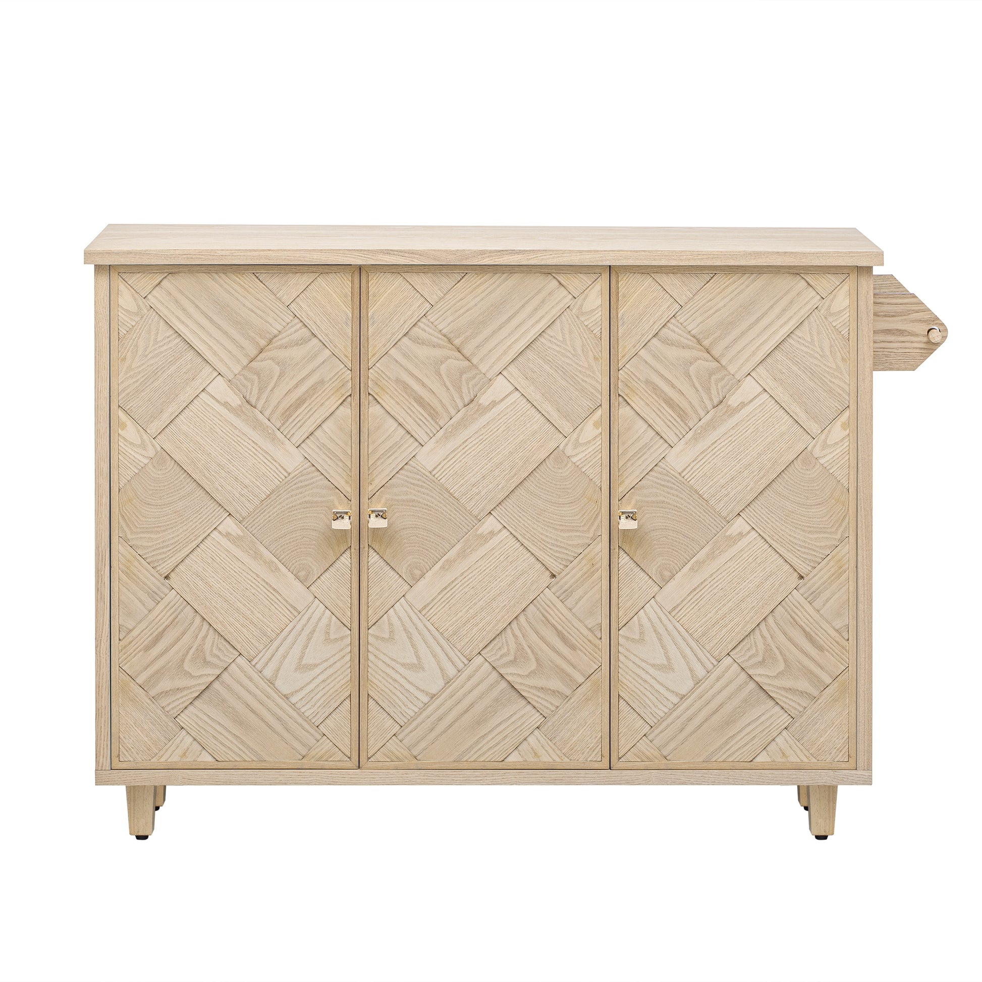 Kahomvis MDF Base with Wood Wood Top Rolling Kitchen Island ( 17.7-in x 51.2-in x 36.2-in )