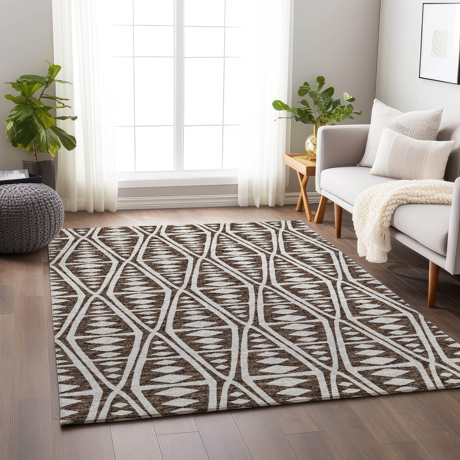 Addison Rugs Mayfield AMF112BR 8 x 10 (ft) Loomed Brown Rectangular Indoor Abstract Machine washable Pet Friendly Area rug