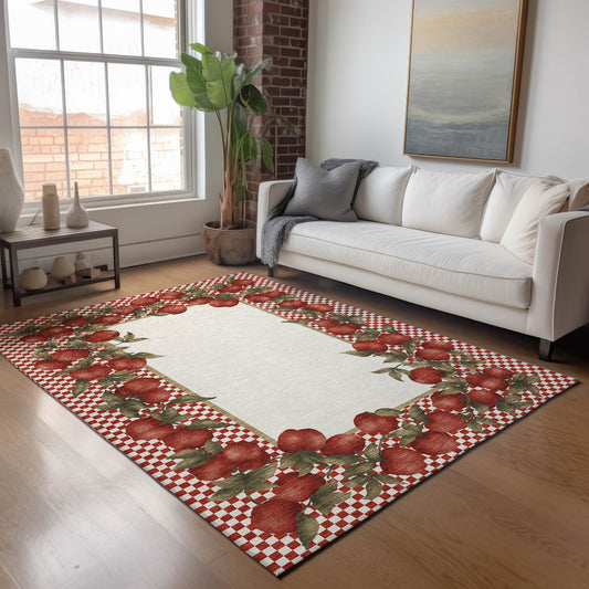 Addison Rugs Mayfield AMF164AP 8 x 10 (ft) Loomed Apple Rectangular Indoor Geometric Machine washable Pet Friendly Area rug