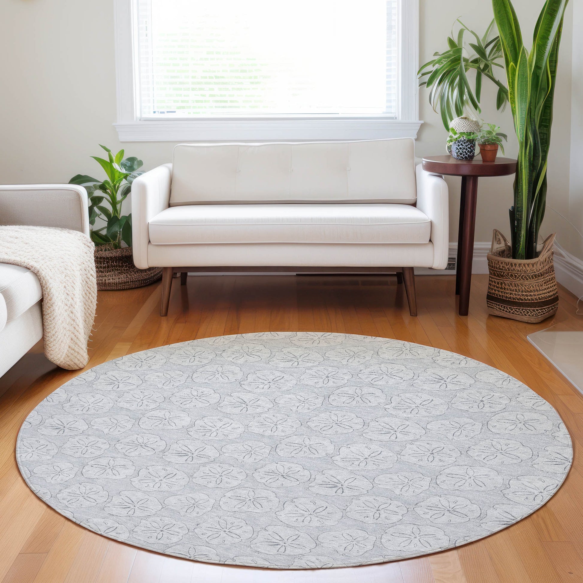 Addison Rugs Mayfield AMF189GY 8 x 8 (ft) Loomed Gray Round Indoor Geometric Machine washable Pet Friendly Area rug
