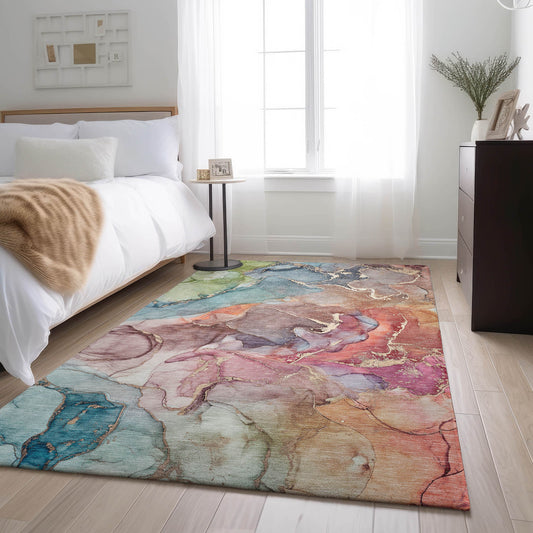 Addison Rugs Mayfield AMF501PH 8 x 10 (ft) Loomed Polyester Peach Rectangular Indoor Abstract Machine washable Area rug