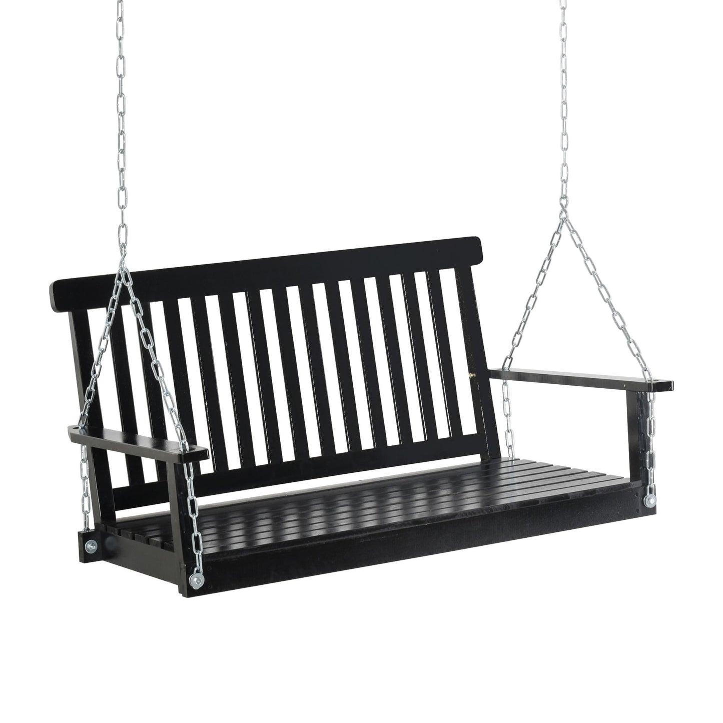 Bayfeve Porch Swing 2 -person Black Wood Outdoor Swing