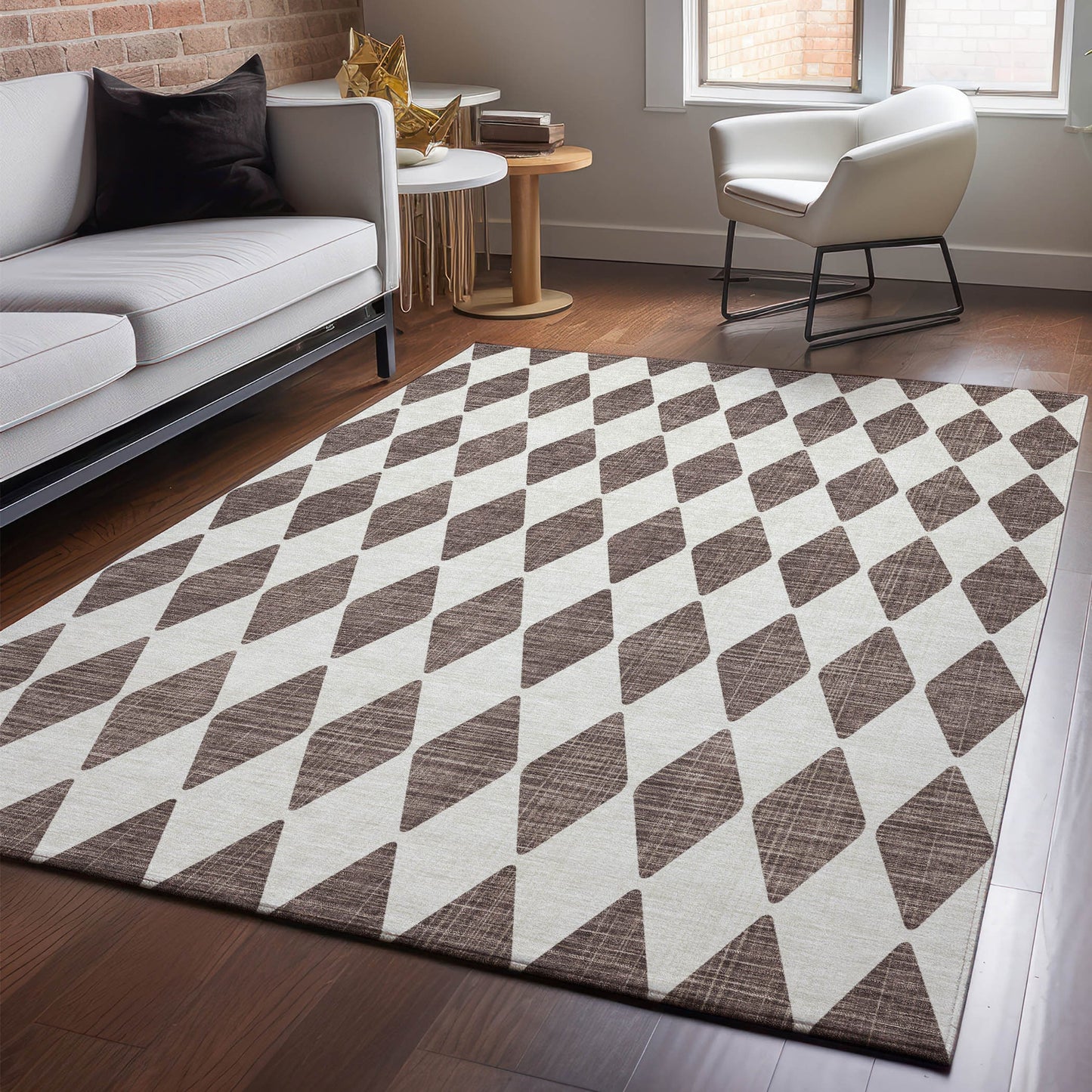 Addison Rugs Mayfield AMF578BR 8 x 10 (ft) Loomed Brown Rectangular Indoor Geometric Machine washable Pet Friendly Area rug