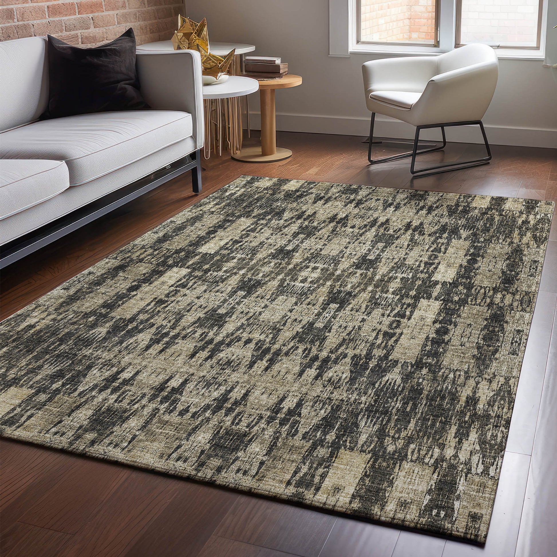 Addison Rugs Mayfield AMF580BK 8 x 10 (ft) Loomed Black Rectangular Indoor Geometric Machine washable Pet Friendly Area rug