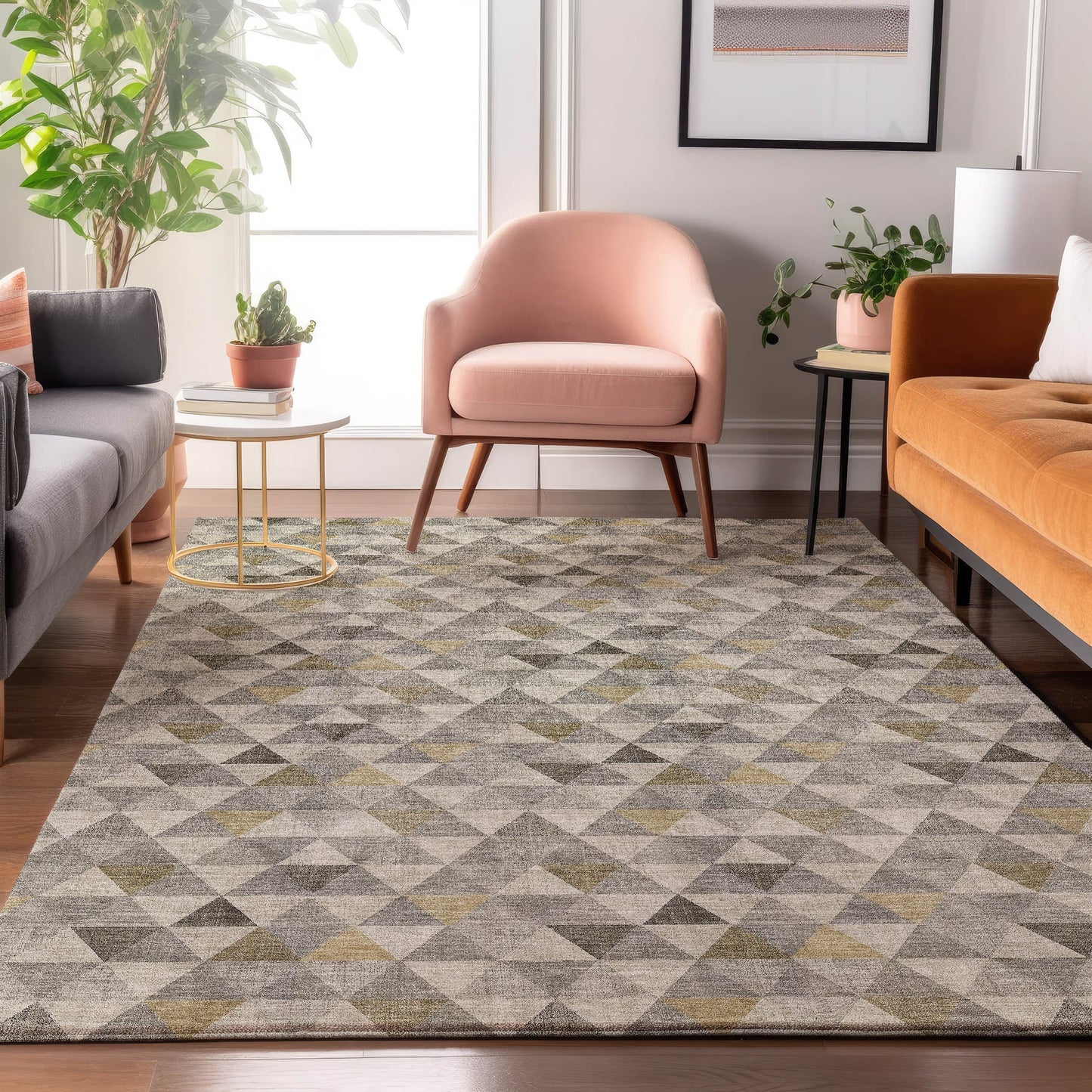 Addison Rugs Mayfield AMF612TP 9 x 12 (ft) Loomed Taupe Rectangular Indoor Geometric Machine washable Pet Friendly Area rug