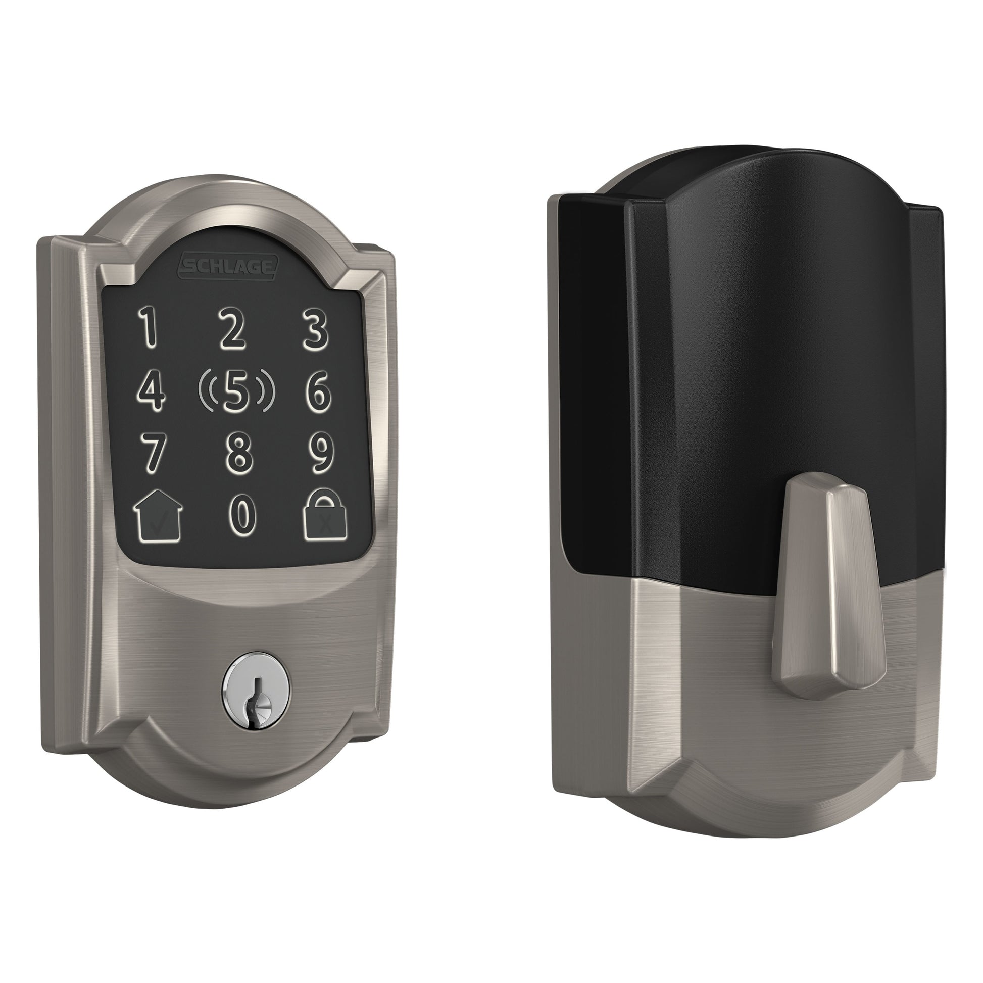 Schlage Encode Plus Camelot Satin Nickel Smart Lock Electronic Deadbolt with Wifi Bluetooth and Touchscreen Keypad