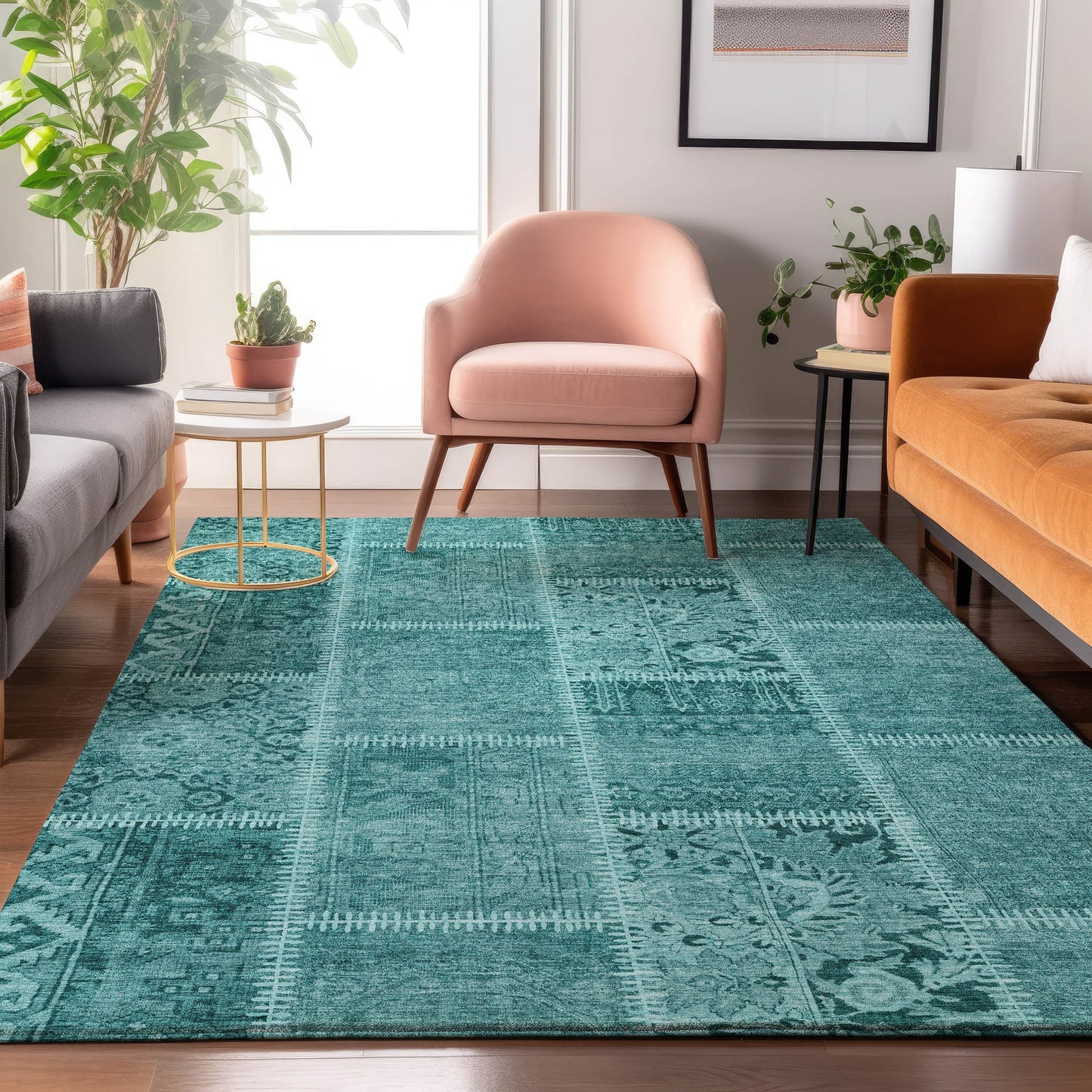 Addison Rugs Mayfield AMF635TQ 9 x 12 (ft) Loomed Turquoise Rectangular Indoor Geometric Machine washable Pet Friendly Area rug