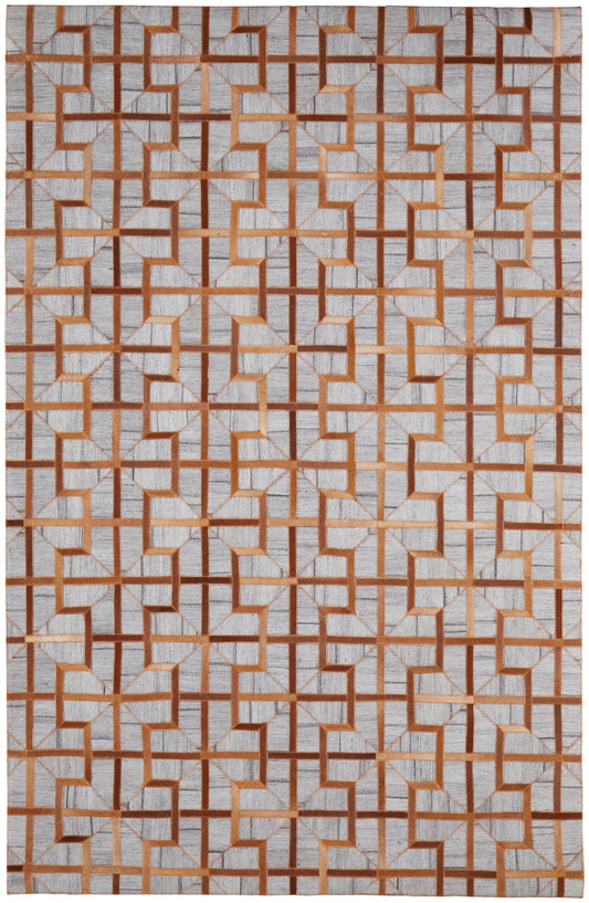 Room Envy Canady 5 x 8 (ft) Loomed Sudan Brown/Quite Gray Rectangular Indoor Geometric Mid-Century Modern Area rug