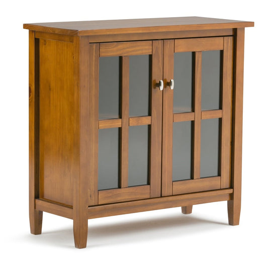 Simpli Home Warm Shaker Light Golden Brown Transitional Wood Media Cabinet