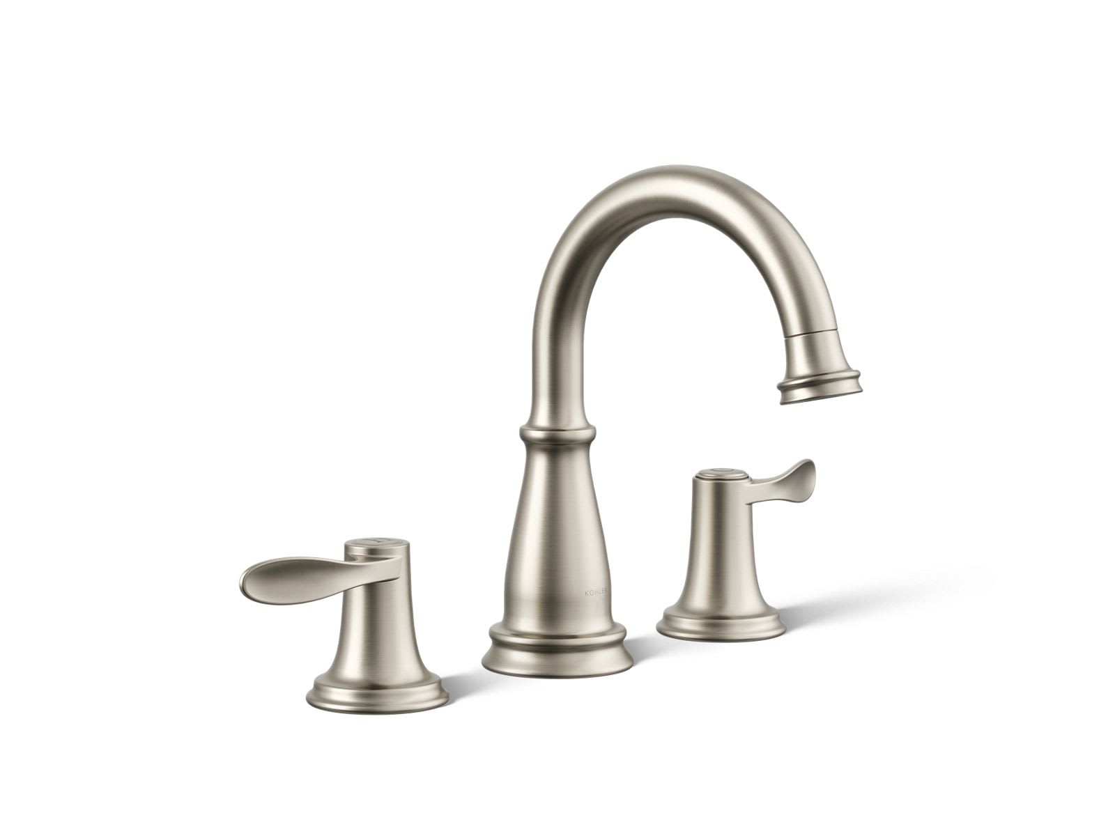 KOHLER Bellera Vibrant Brushed Nickel Widespread 2-handle WaterSense High-arc Residential Handle Bathroom Sink Faucet with Drain