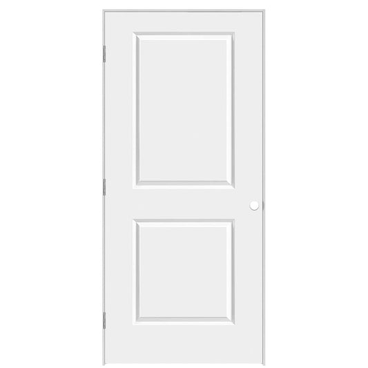Masonite 36-in x 80-in Primed Solid core 2-panel square Right hand Smooth Primed Molded composite Flat Jamb Single Prehung Interior Door