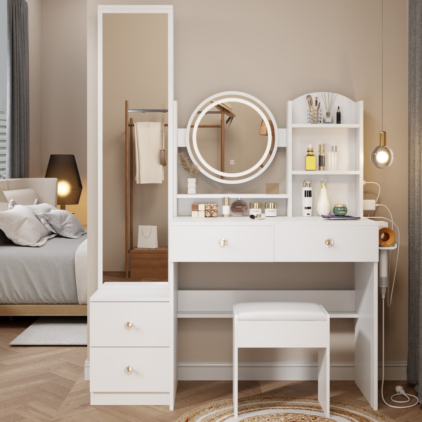 GZMR 43.3-in White Makeup Vanity