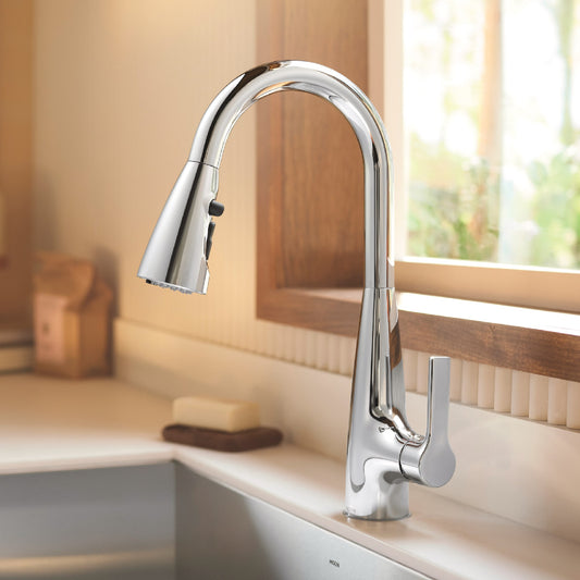 Moen Haelyn Chrome Single Handle Deck-mount Filtered Pull-down Kitchen Faucet with Sprayer ( Deck Plate Included )