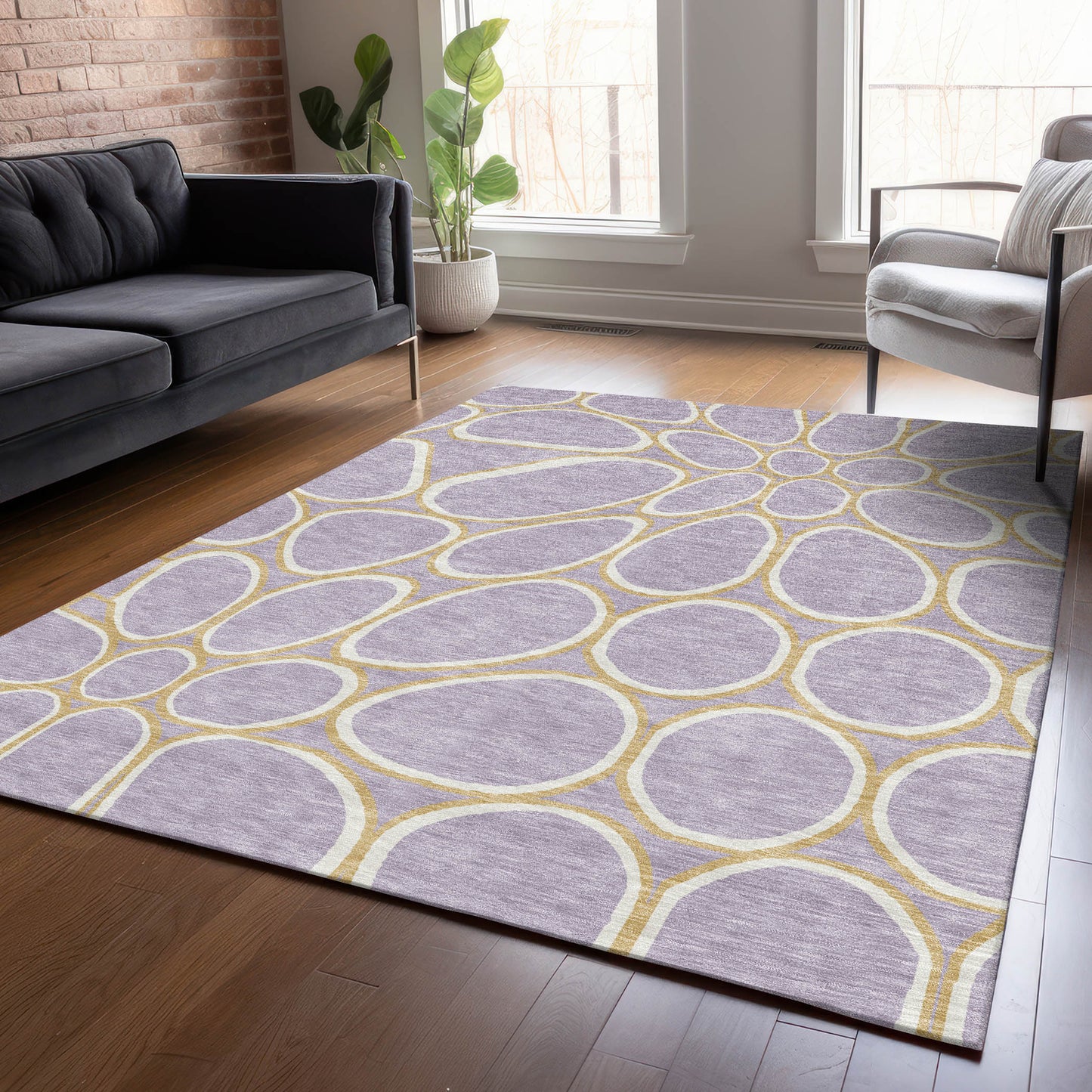 Addison Rugs Chantille ACN1041LV 9 x 12 (ft) Lavender Rectangular Indoor/Outdoor Geometric Machine washable Pet Friendly Area rug