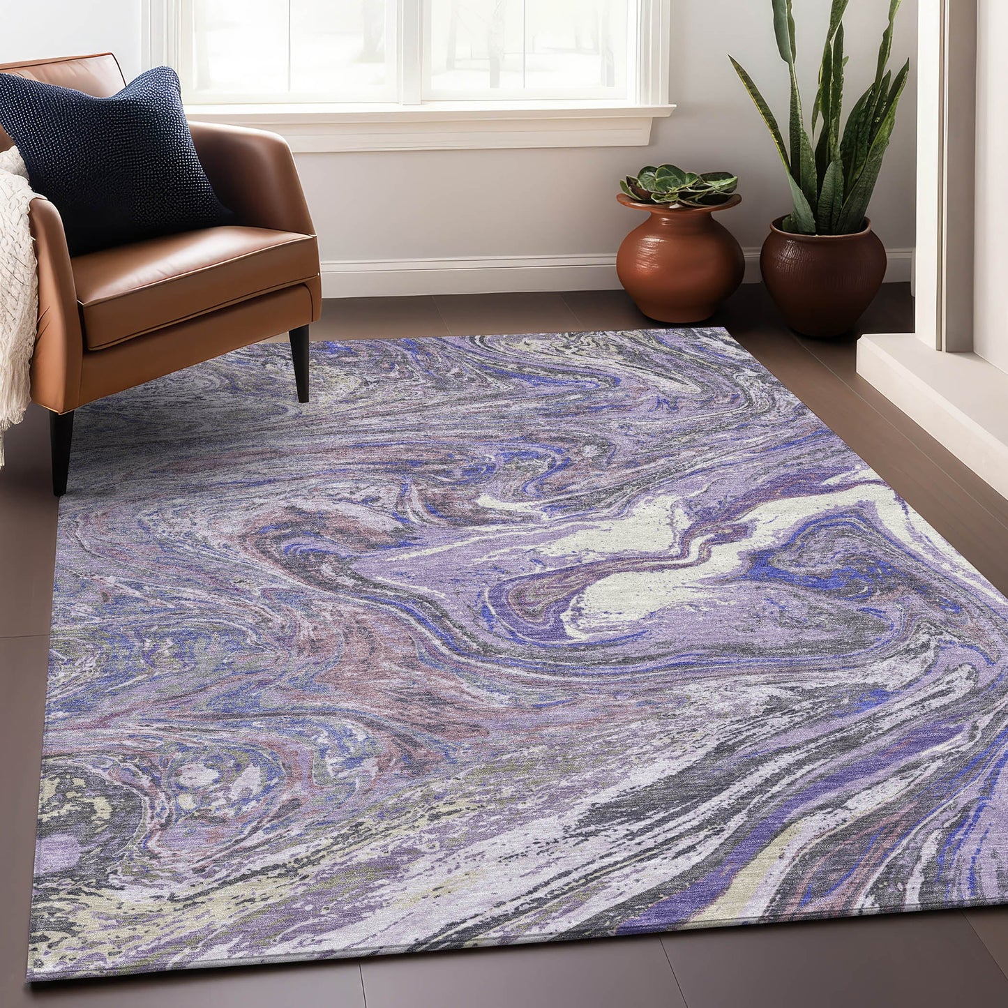 Addison Rugs Chantille ACN1061LV 10 x 14 (ft) Lavender Rectangular Indoor/Outdoor Geometric Machine washable Pet Friendly Area rug